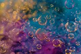 Soap bubbles floating with vibrant colors