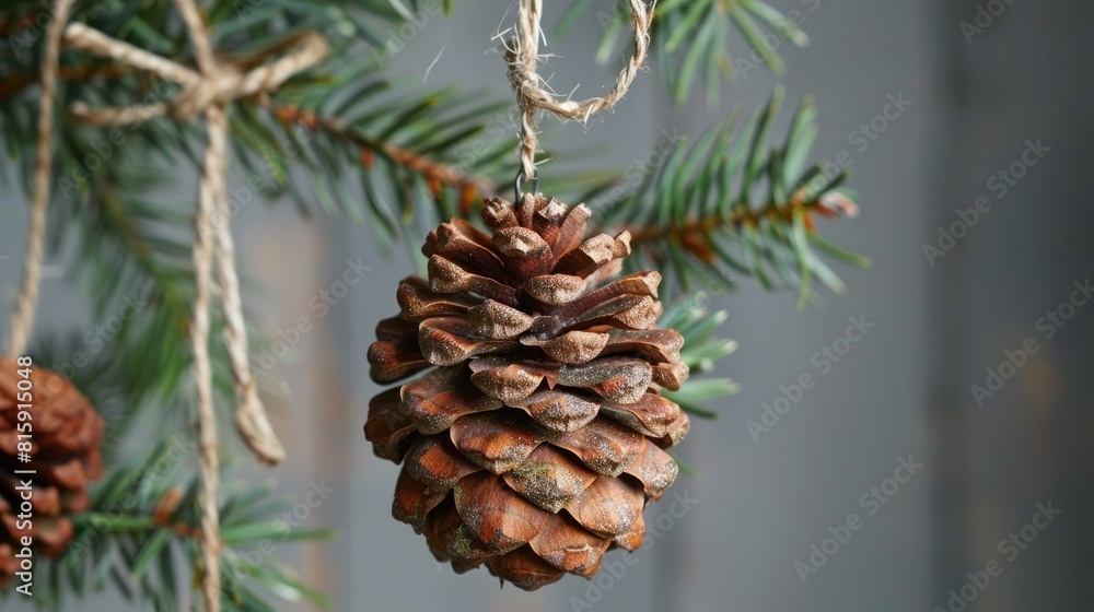 Festive ornament made from pine cone Festive ornament made from pine cone