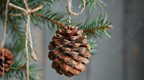 Festive ornament made from pine cone