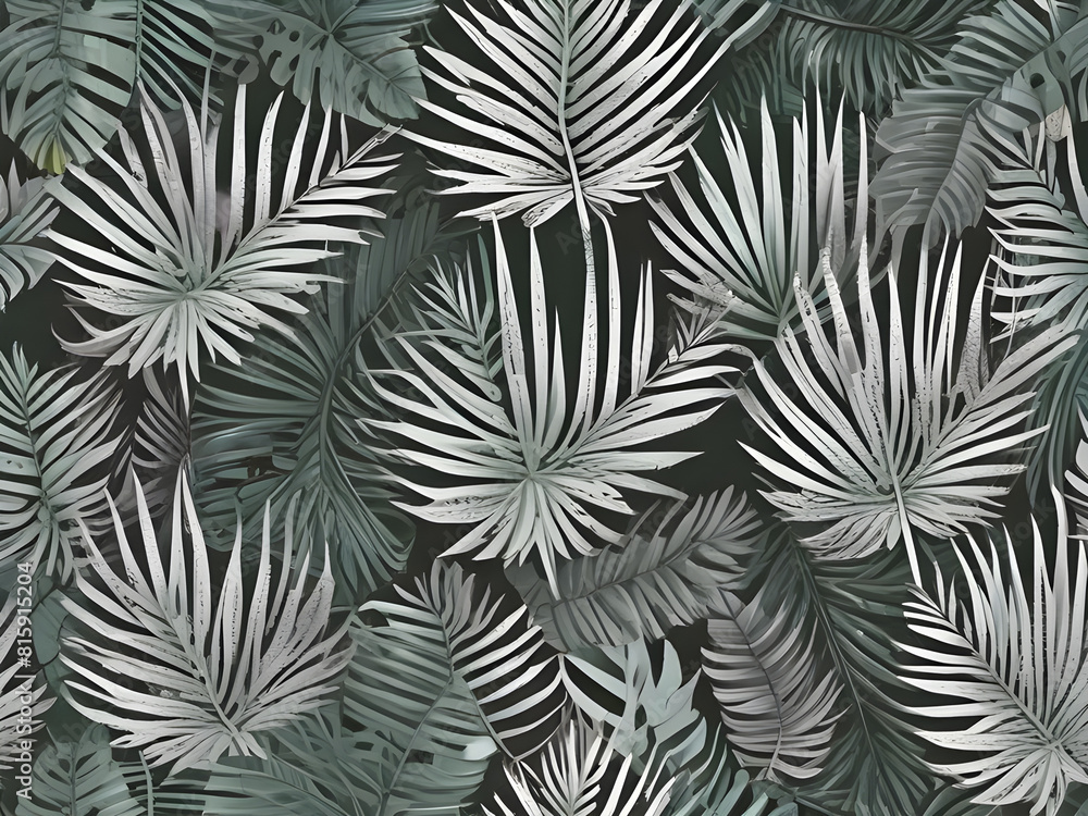 Green tropical palm leaves background