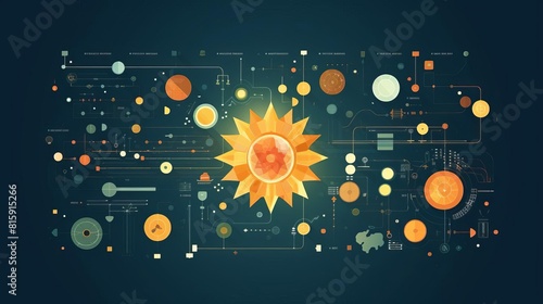 solar technology flat design top view innovation theme animation Triadic Color Scheme