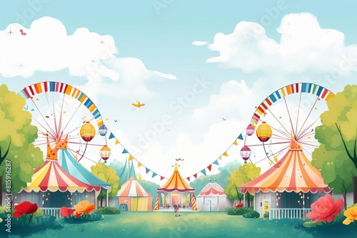 summer festival flat design front view carnival theme water color vivid