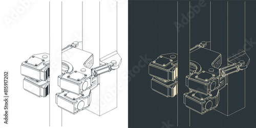 Modular double drilling rig clamp isometric blueprints
