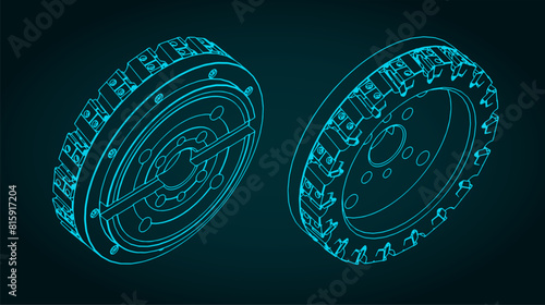 Isometric blueprints of disc mill cutter