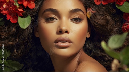portrait of a woman with flowers in hair