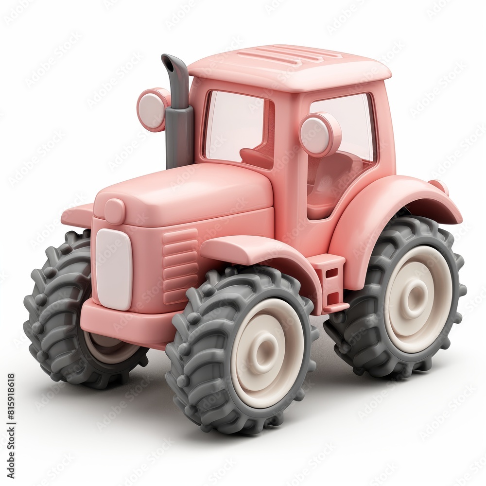 Cute Tractor Cartoon Clay Illustration, 3D Icon, Isolated on white background Cute Tractor Cartoon Clay Illustration, 3D Icon, Isolated on white background