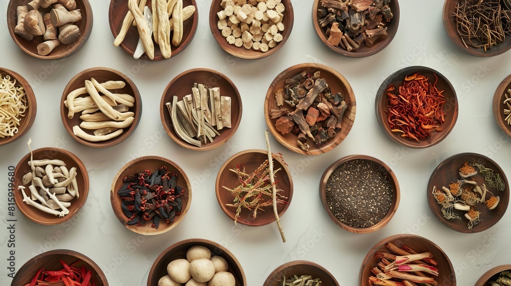 Traditional Chinese herbal medicine with various roots Traditional Chinese herbal medicine with various roots