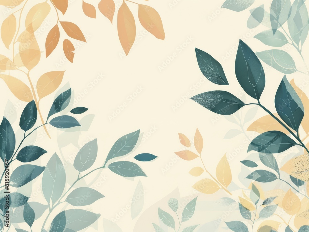 Background of minimalist styled leaves in subdued colors, designed for calm visuals and effective message delivery