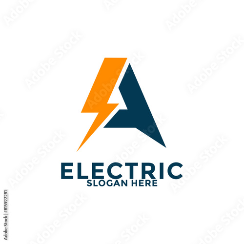 Free Download Initial Letter A with Lightning logo, Electric Logo Vector, Creative Thunderbolt Energy Power Logo vector - GFXLoad