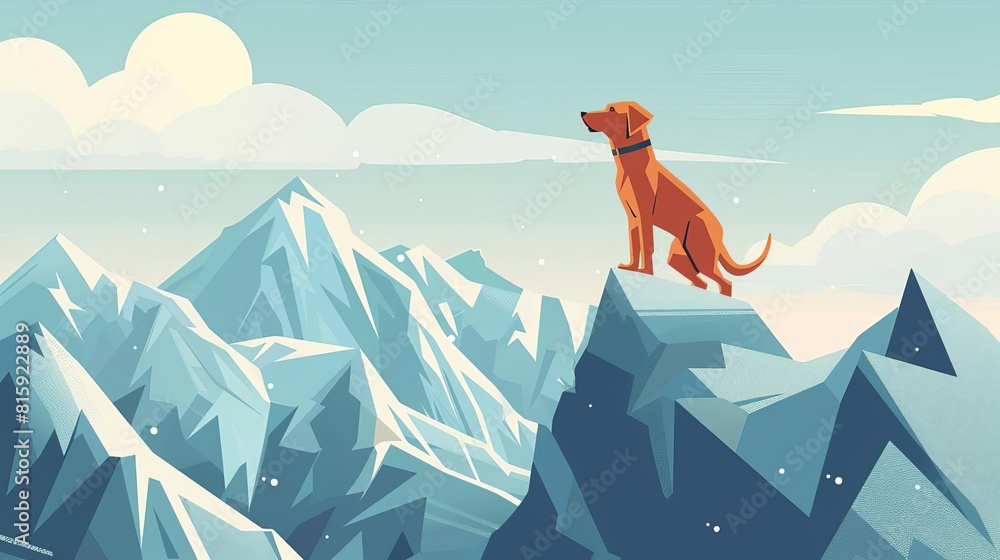 Fototapeta premium adventurous canine explorer traversing majestic mountain peaks concept illustration