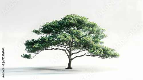 A vibrant pine tree isolated on white background, featuring tall straight trunk, needle like leaves, and conical shape; ideal for holiday, nature, or forestry designs.