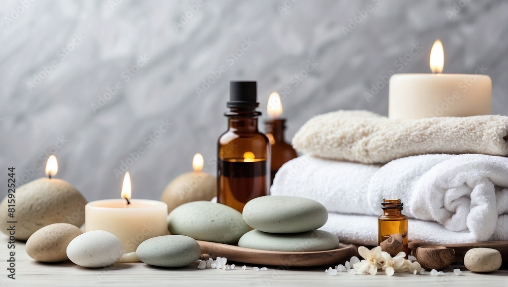 spa still life with candles and towel spa still life with candles and towel