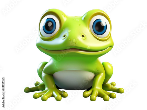 Cute green frog 3D illustration