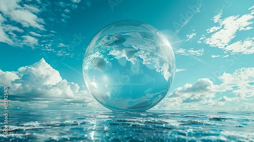 A large water bubble floating in midair