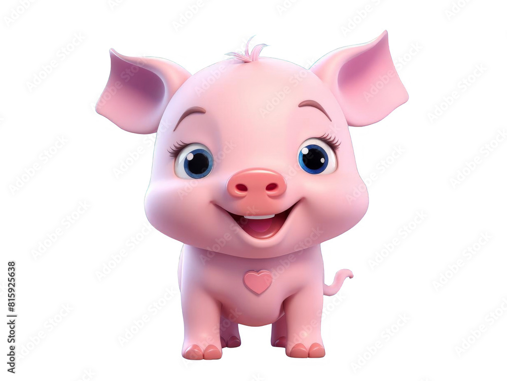 The image shows a cute and adorable pink piglet with blue eyes The image shows a cute and adorable pink piglet with blue eyes