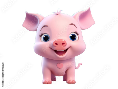 The image shows a cute and adorable pink piglet with blue eyes