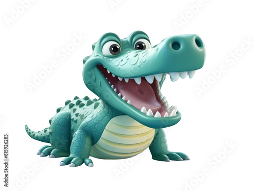 A cute and friendly cartoon crocodile smiles happily.