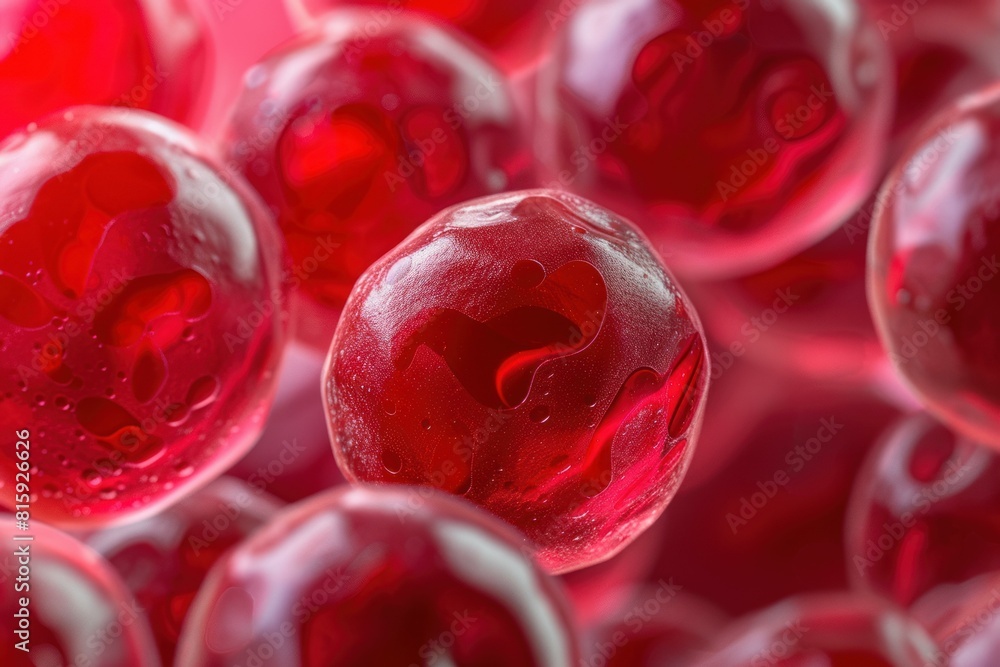 Microscopic view of red blood cells in a vibrant abstract representation Microscopic view of red blood cells in a vibrant abstract representation