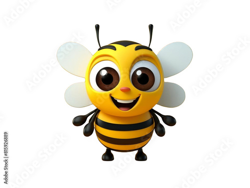 Cute bee mascot character. 3D rendering.