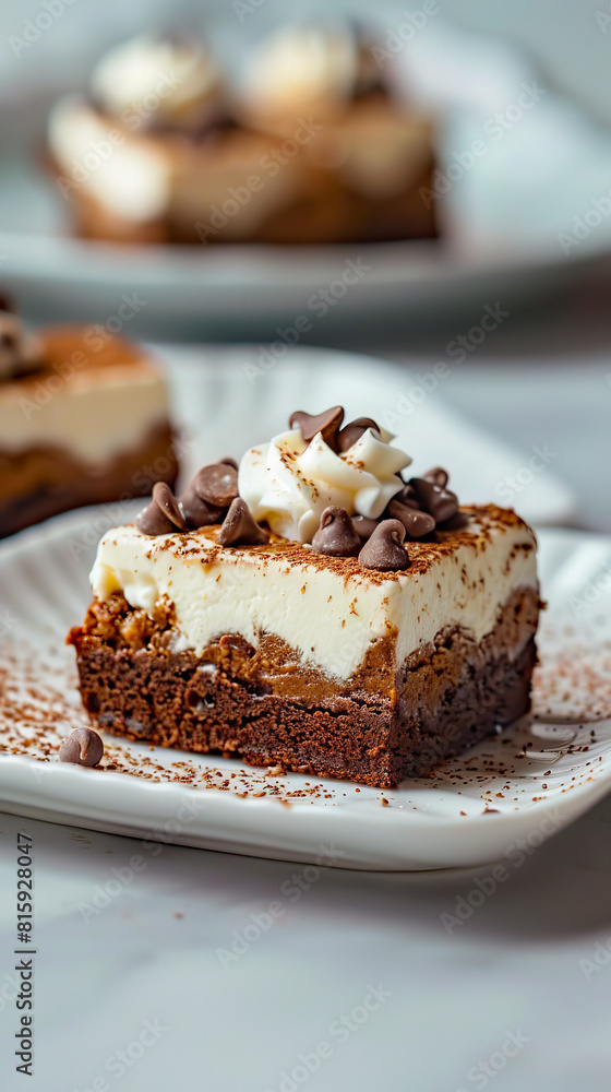 Chocolate ganache brownies with chocolate chips. Chocolate ganache brownies with chocolate chips.