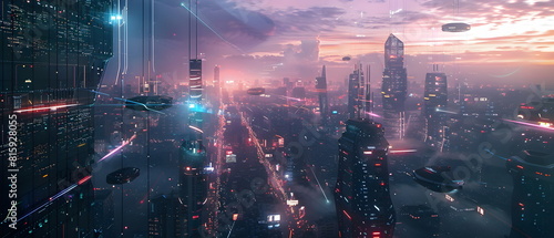 AI-Powered Future World  Image of a future city using artificial intelligence to control various systems  showing the impact of artificial intelligence on the way of life