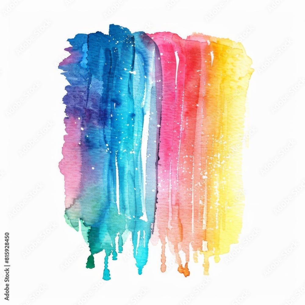 a colorful watercolor brush stroke on a white background