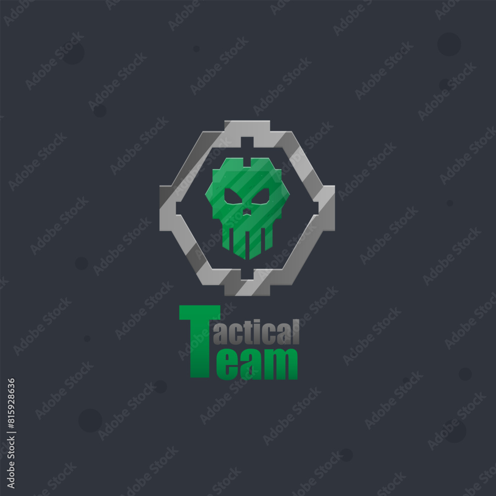 Sci Fi Futuristic Skull Green Frame Military Logo Tactical Team Isolated Vector Design Sci Fi Futuristic Skull Green Frame Military Logo Tactical Team Isolated Vector Design