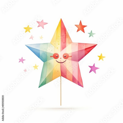 A pinata star colorful illustration watercolor tone