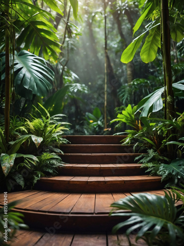 Rainforest Podium Setting, A Vibrant Backdrop of Tropical Foliage