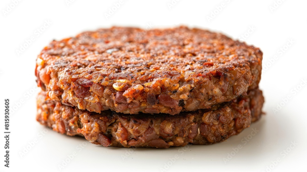 Intimate close-up of a plant-based burger patty made from beans and tofu, emphasizing its fresh, seasoned texture, isolated for clarity, studio lit Intimate close-up of a plant-based burger patty made from beans and tofu, emphasizing its fresh, seasoned texture, isolated for clarity, studio lit
