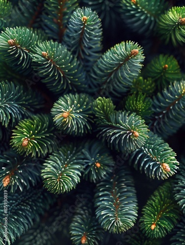 Green fir branches on a dark background. Winter background with branches of coniferous trees. Christmas greeting card background. The nature of the wild forest. New Year  Winter banner.