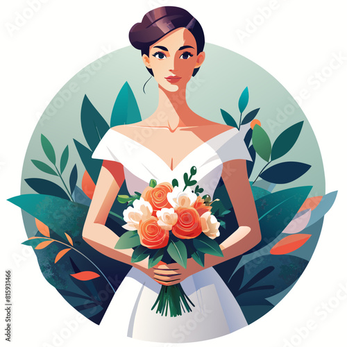 the bride with flowers
