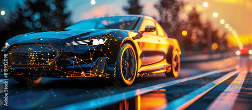 a self-driving car on the road, showcasing the latest advancements in autonomous vehicle technology