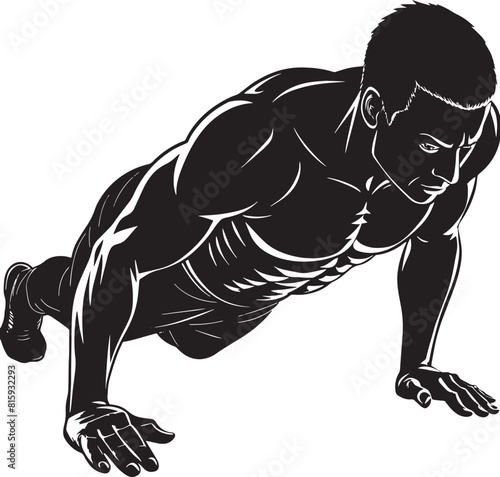 man doing push ups illustration on white background