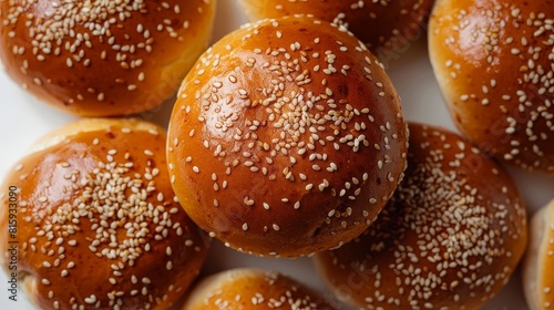 High-detail top shot of gluten-free burger buns, made with tapioca and almond flour, focusing on texture and quality, isolated for advertising