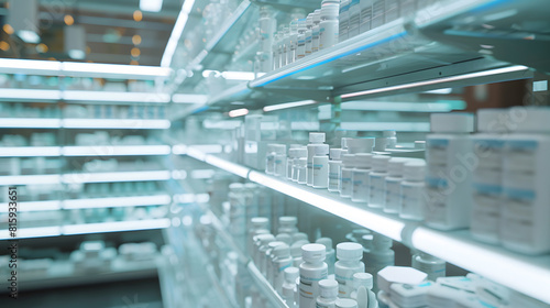 Medicine in shelves in commissioning machine in pharmacy : Generative AI