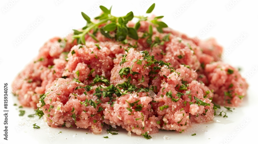 Fresh ground turkey meat in close-up, showcasing its lean texture and ready-to-cook quality for turkey burgers, isolated for clarity Fresh ground turkey meat in close-up, showcasing its lean texture and ready-to-cook quality for turkey burgers, isolated for clarity