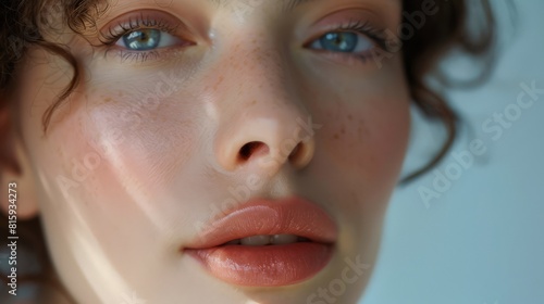 Beauty shot of a woman face with expertly applied natural-looking makeup