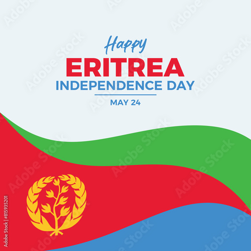 Eritrea Independence Day poster vector illustration. Eritrean flag frame icon vector. Flag of Eritrea symbol. Template for background, banner, card. May 24 every year. Important day photo