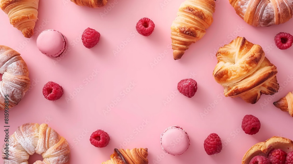 Top view background with a variety of bakery products and bread Top view background with a variety of bakery products and bread