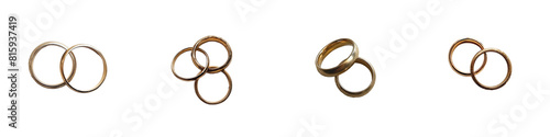rings jewelry marriage, A pair of gold wedding rings, set against a solid color background, with concepts of love and marriage, Valentine's Day on isolated on transparent, alpha background png