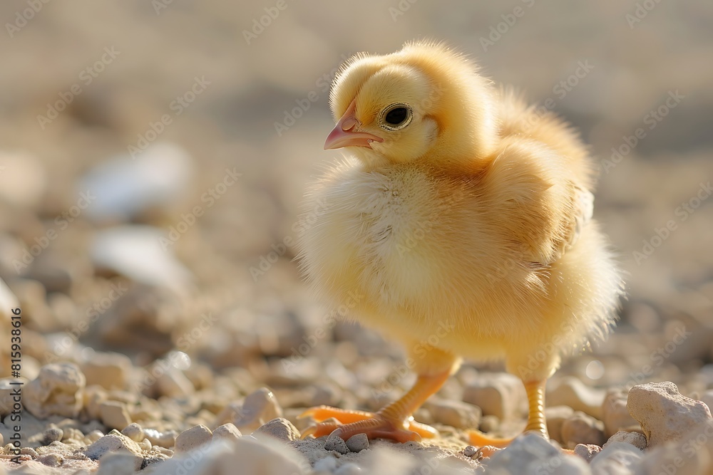 a cute chicken in the desert