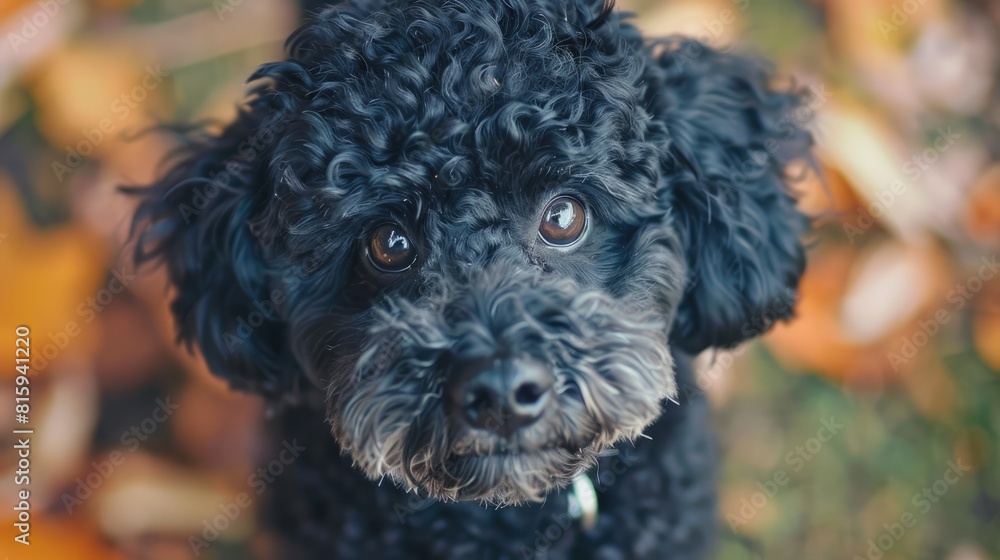 Friendly faced black poodle dog Friendly faced black poodle dog