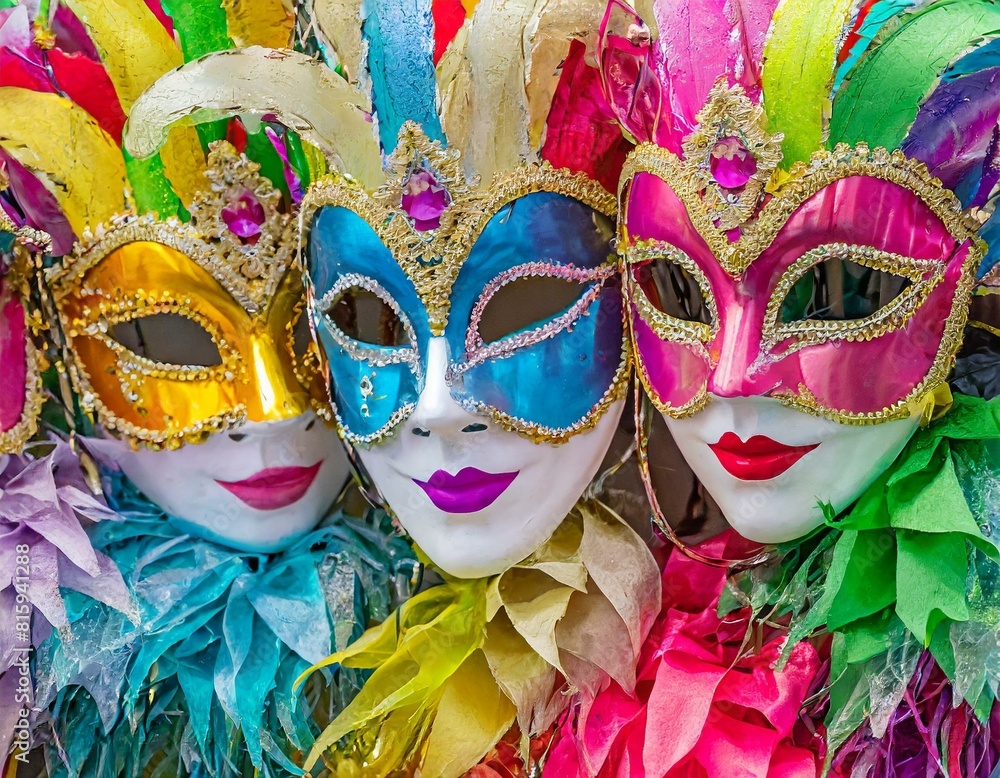 Masken für Gesichter in bunten Farben für Fasching Masken für Gesichter in bunten Farben für Fasching