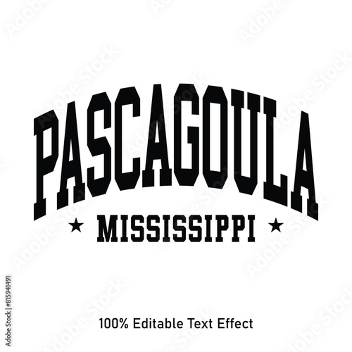 Pascagoula text effect vector. Editable college t-shirt design printable text effect vector photo