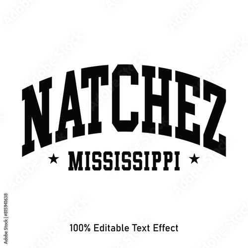 Natchez text effect vector. Editable college t-shirt design printable text effect vector