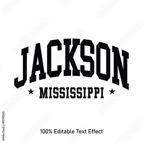 Jackson text effect vector. Editable college t-shirt design printable text effect vector