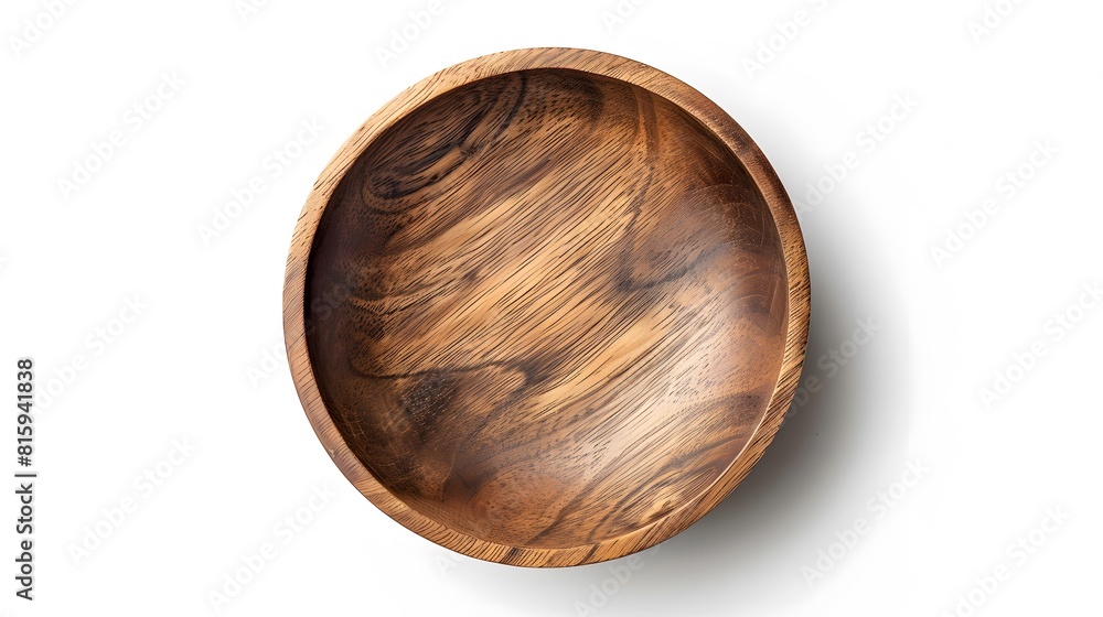 Empty wooden bowl isolated on white background with clipping path. Top view Empty wooden bowl isolated on white background with clipping path. Top view