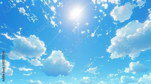Background of clear blue sky with small clouds photo