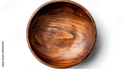 Empty wooden bowl isolated on white background with clipping path. Top view